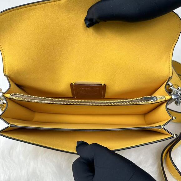 Coach Tabby Shoulder 26 3way Crossbody Clutch In Canary Leather CH735 NWT - Picture 11 of 16